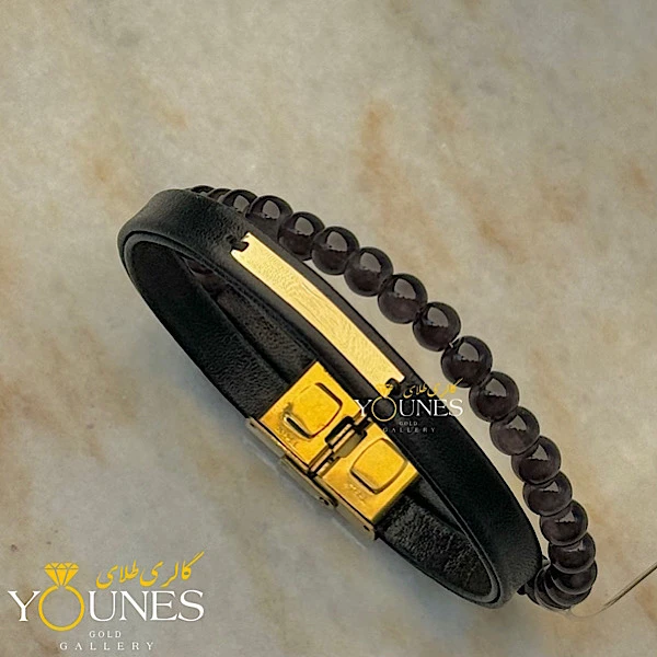 دستبند طلا چرم مردانه L101